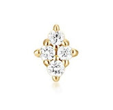 14K Yellow Gold Flat Back Single Stud Earring with Diamonds